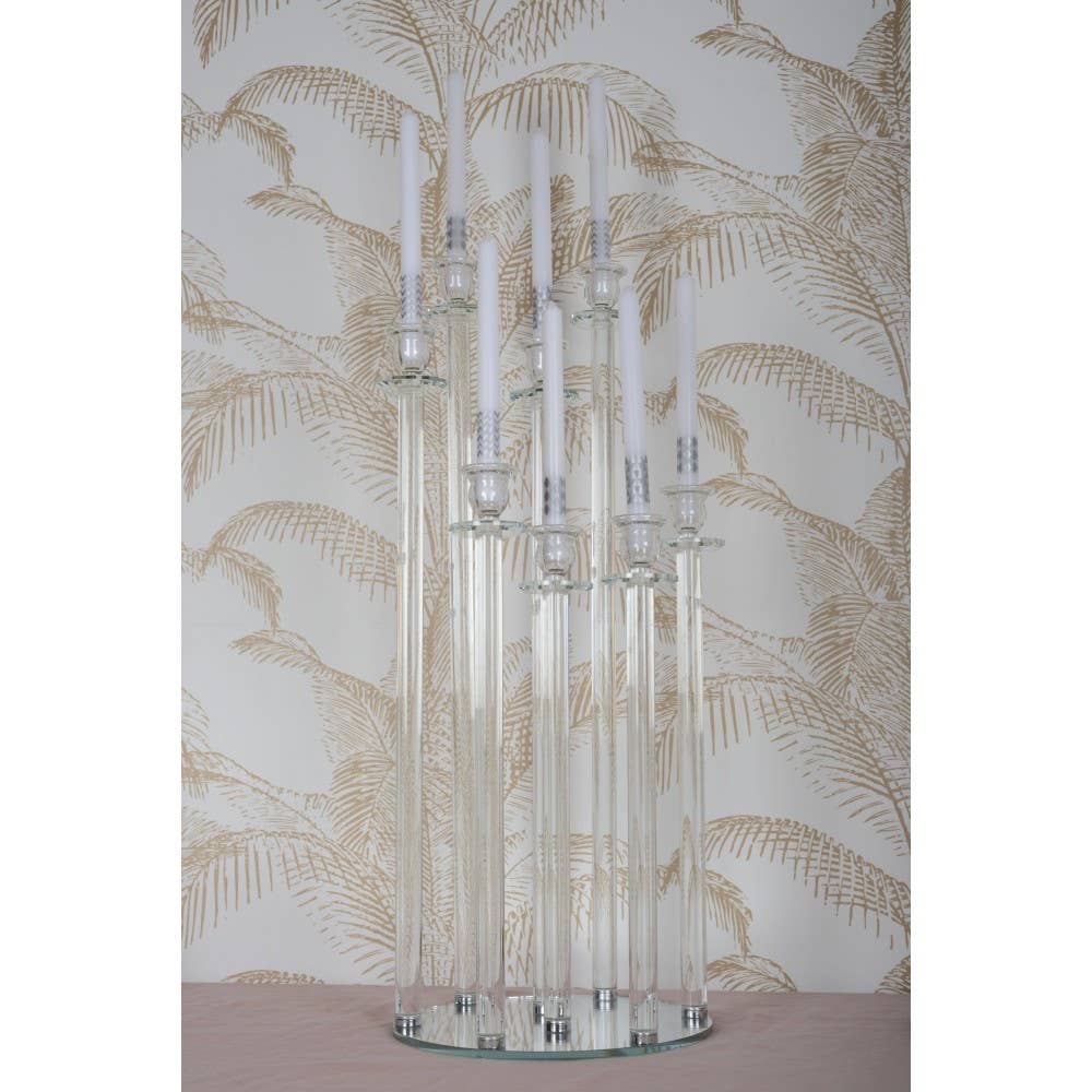 AULICA – Suporte de vela por atacado – Candelabro central de cristal com 8 luzes, altura 77 cm2