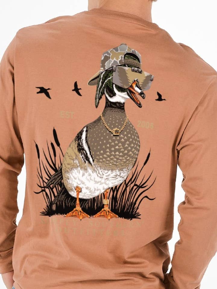 simply southern - Wholesale Screen Printed T-Shirt - Kids - YTH-MN-LS-COOLDUCK-CHSTNT0