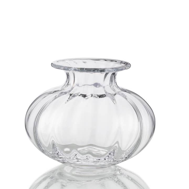 Pompoenvormige vaas 11 cm, helder voor wholesale door Baltic Sea Glass ApS