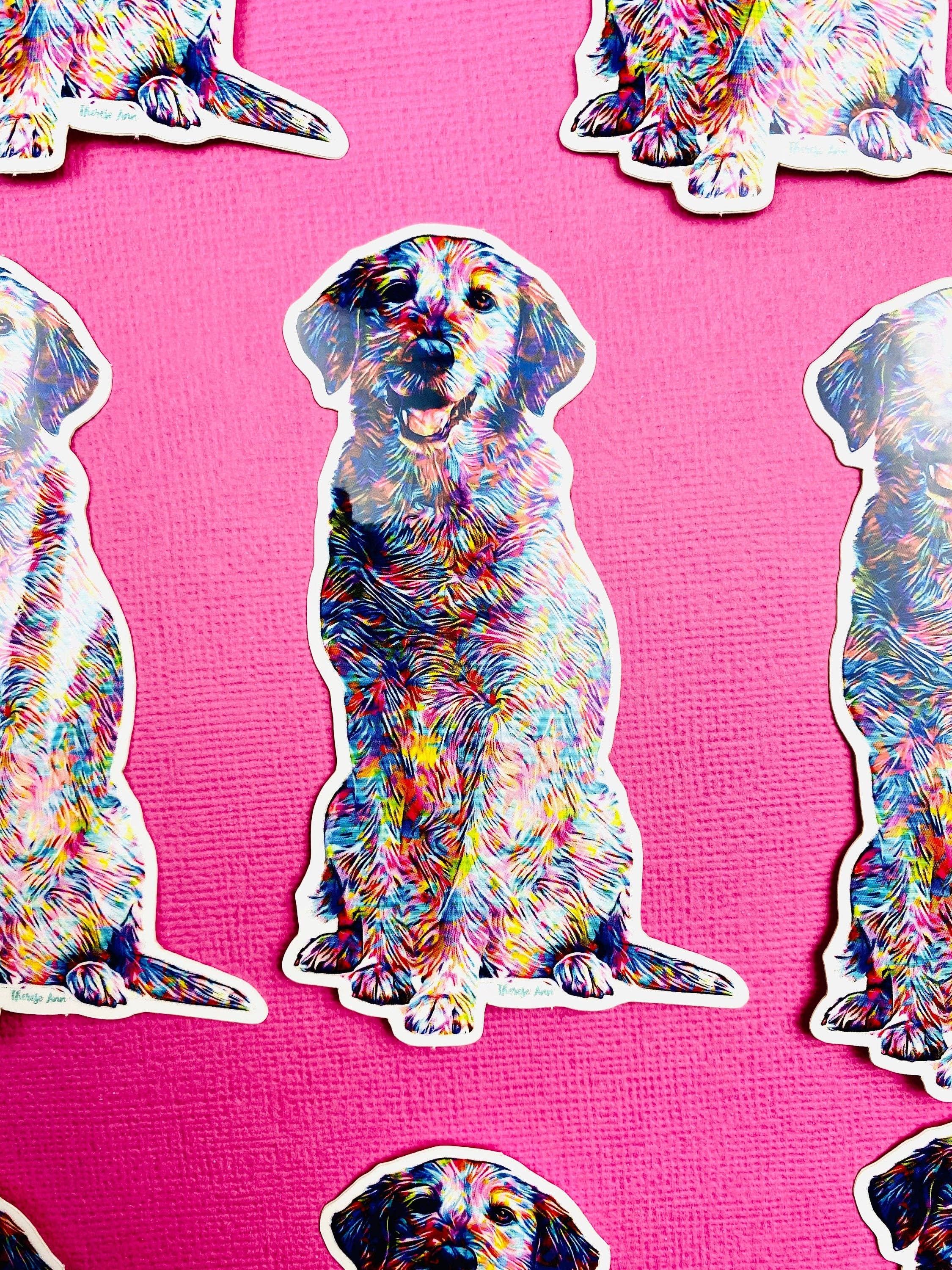Otto's Grotto - Vente Autocollant - Autocollant Labrador Retriever, abstrait, coloré, mignon chien de laboratoire1