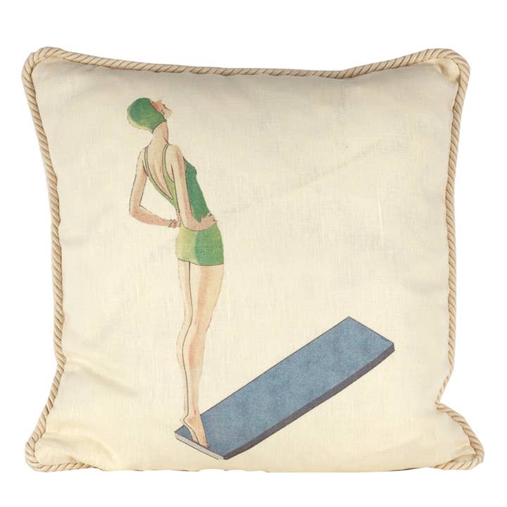 Coussin Nautical/ Diver in Green pour la vente par Ox Bow Decor