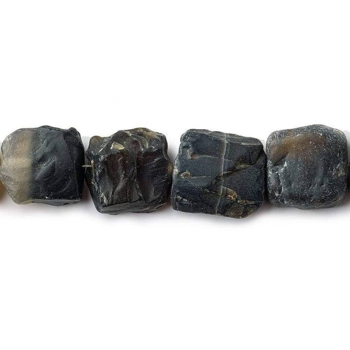 The Bead Traders - Wholesale Beads - 11-14mm Banded Agate Tumbled Hammer Faceted Square Beads 8 inch 16 pcs