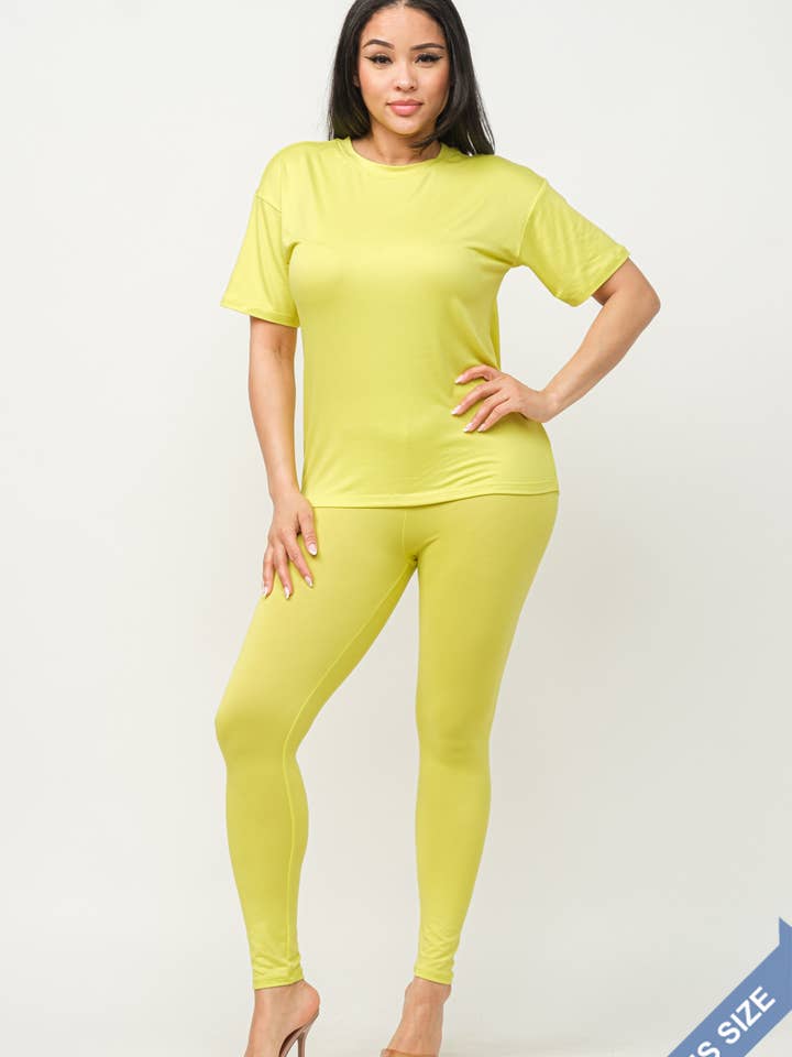 Julia by LoveJ - Wholesale Top & Pant Set (NOT Loungewear) - Women's - Plus Size Brushed Dty Round Neck Top Leggings Set6