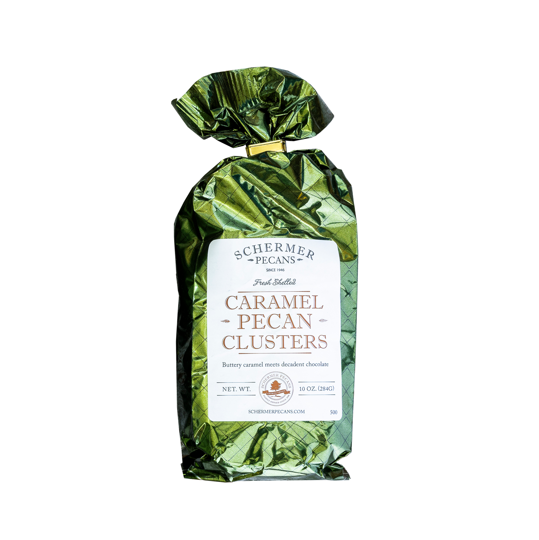 Schermer Pecans – Großhandel Süßigkeiten mit Schokoglasur – PECAN-KARAMELL-CLUSTER - Georgia-Pekannüsse - 12 Folienbeutel/Karton4