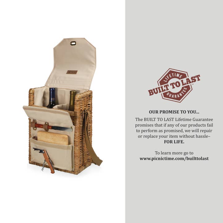 Beige Canvas Corsica Wine & Cheese Picnic Basket for wholesale on Faire3