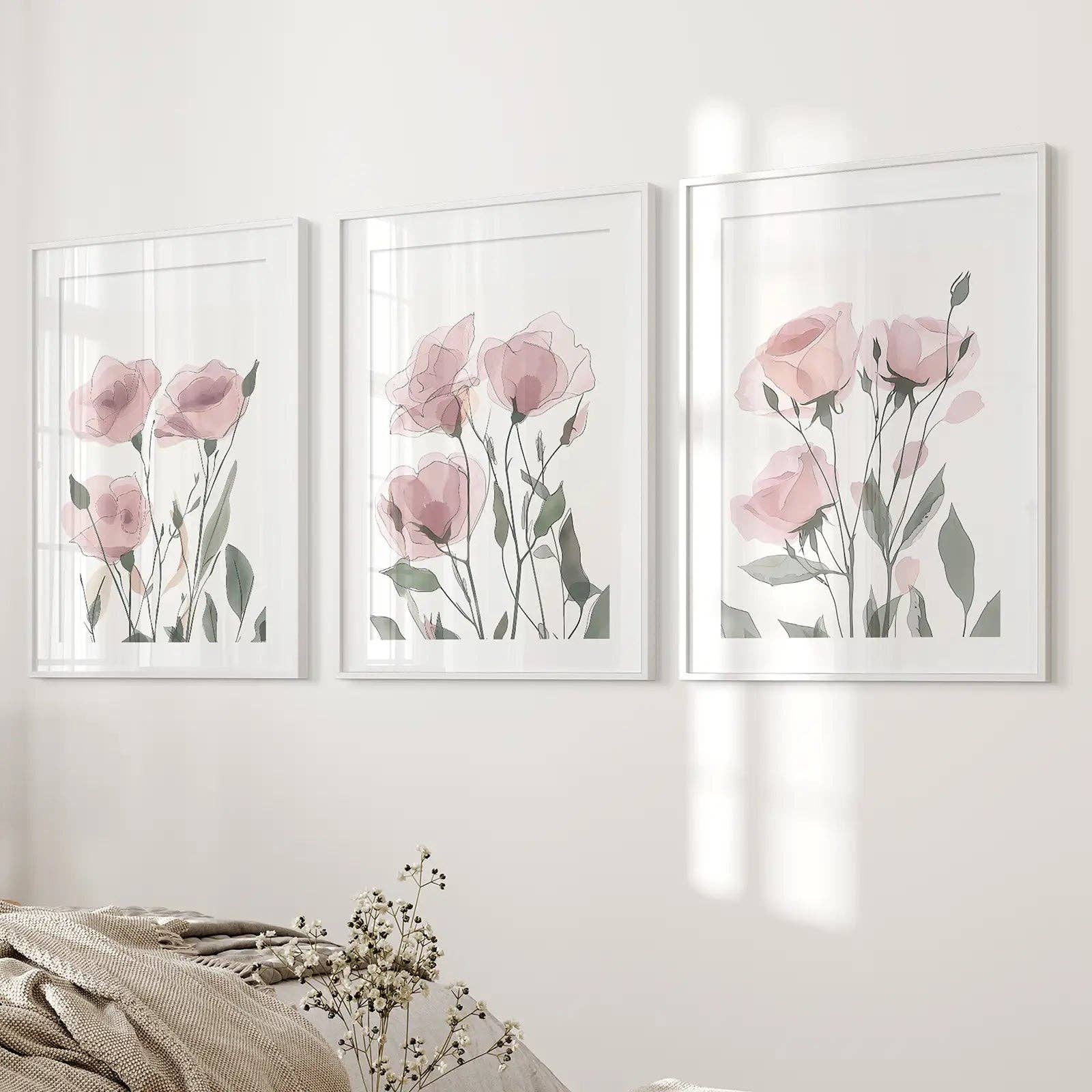 Art Lane – wholesale Wall art set – Watercolor Blush Pink Flowers Poster Decor5