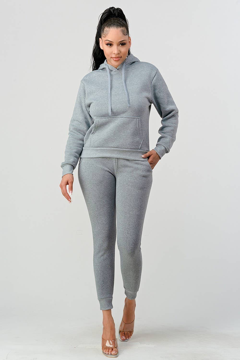 Boswell - Wholesale Lounge Set - Women's - Solid Hoodie Jogger Set With Front Pocket5