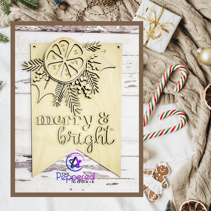 The Peppered Cookie - Wholesale DIY Craft Kit - Home Decor - Hygge Merry and Bright Sign UNFINISHED