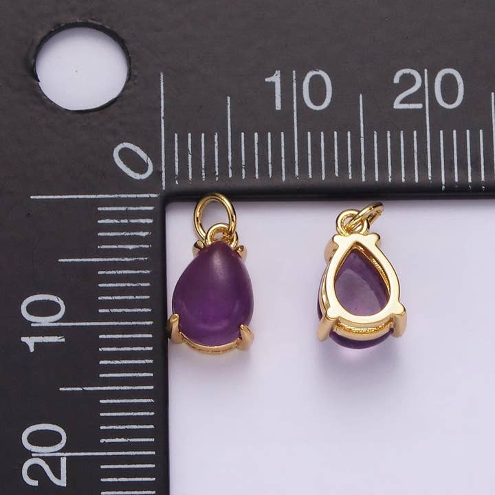 Aim Eternal - Wholesale Individual charm/pendant - 14K Gold Filled 10mm Rose Quartz, Amethyst Teardrop Bezel Minimalist Charm | AG445 AG4462