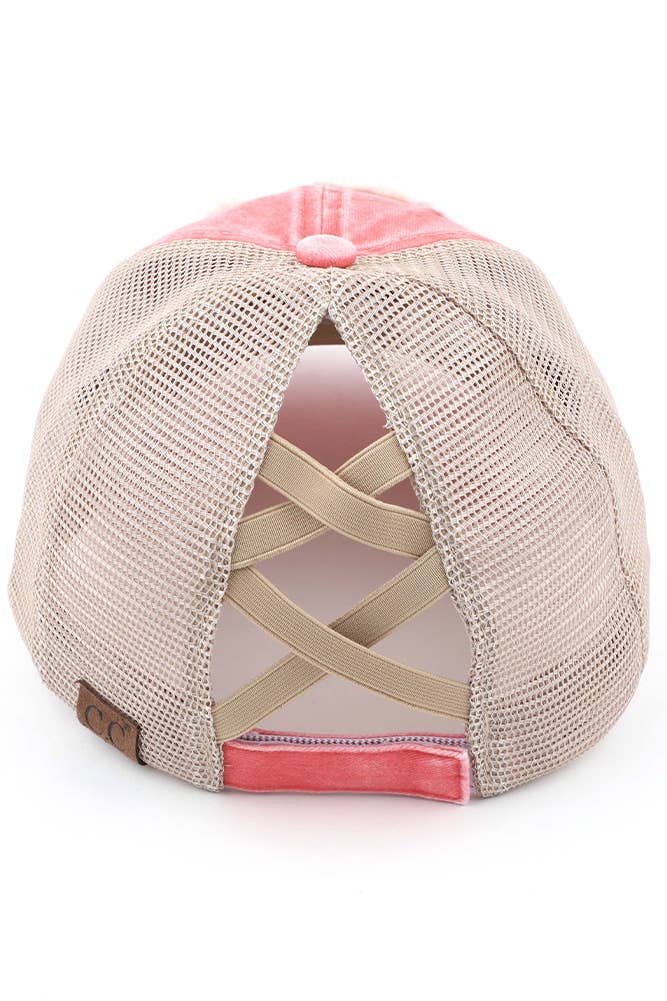 Hana - Wholesale Ponytail Cap - Women's - C.C Aloha Beaches Patch Distressed Pony Cap5