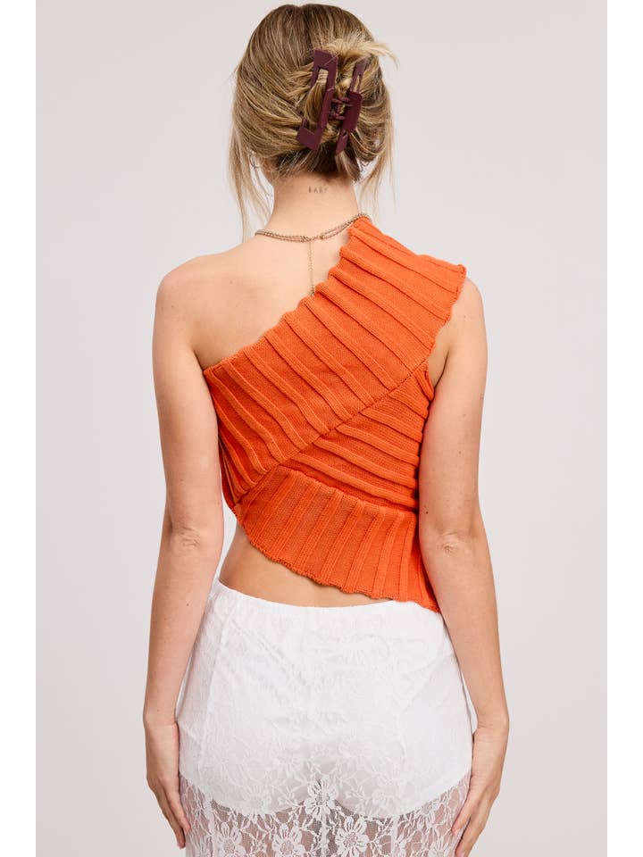 Mimosa - Wholesale Knit Top - Women's - One-Shoulder Asymmetrical Ribbed-Knit Sweater Top26