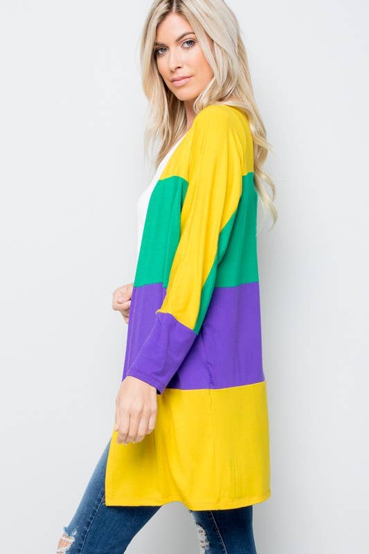 MULTI MARDI GRAS OPEN CARDIGAN for wholesale on Faire5