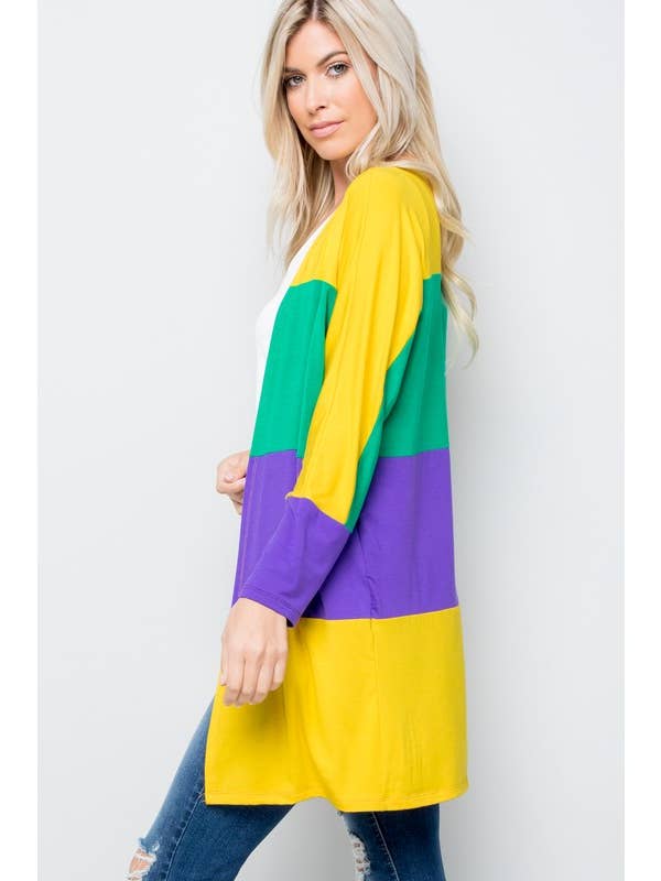 MULTI MARDI GRAS OPEN CARDIGAN for wholesale on Faire5