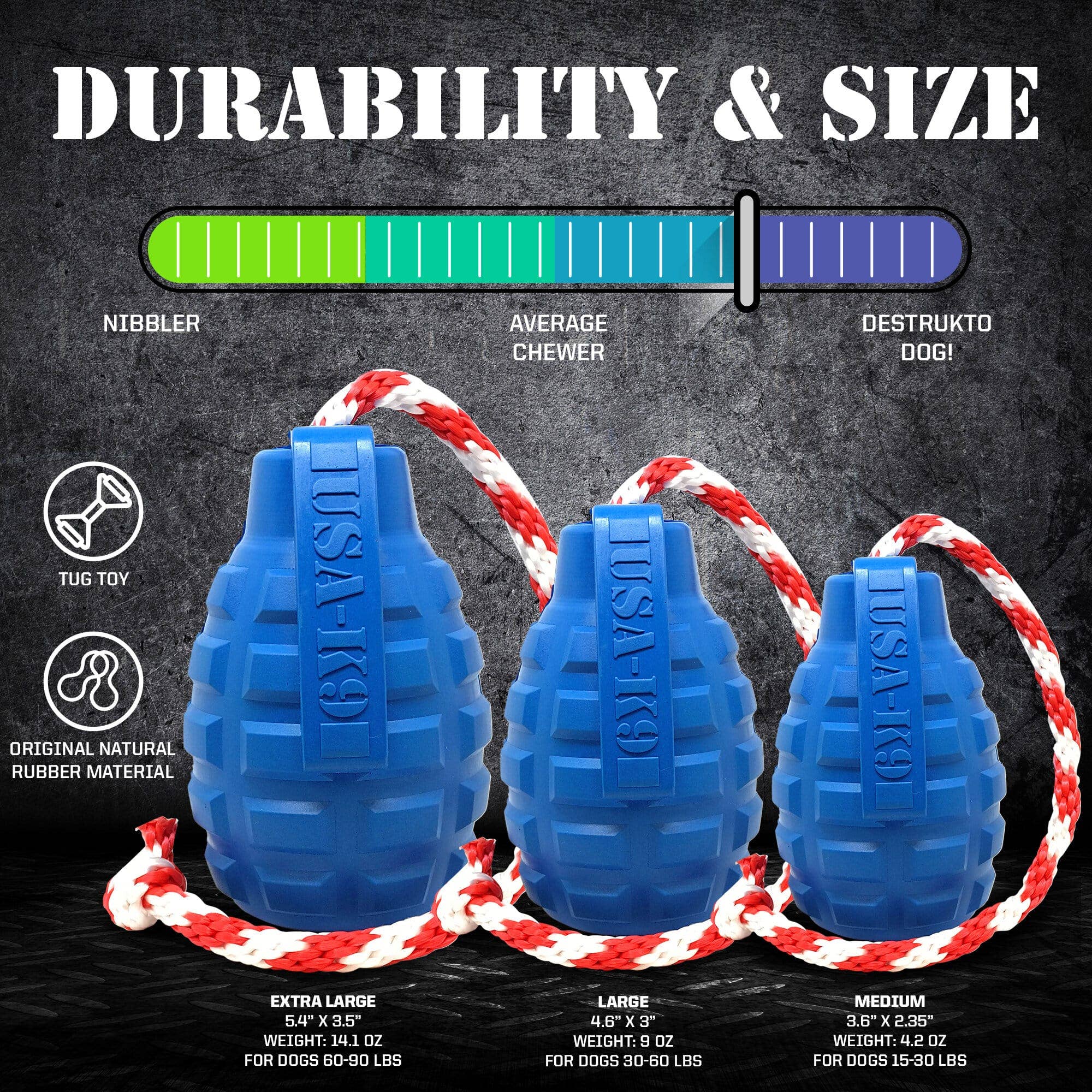 SodaPup Dog Toys – Großhandel Haustier-Kauspielzeug – Hund – USA-K9 Grenade - Kauspielzeug - Belohnungsspielzeug - Blau4
