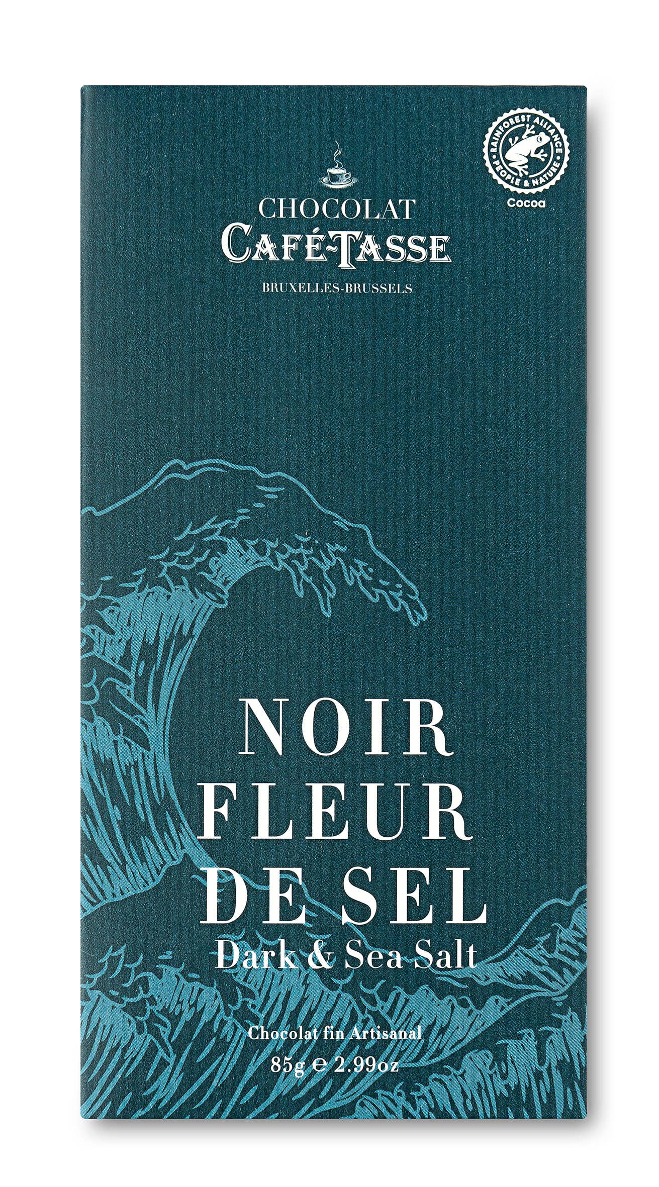 Café-Tasse - Wholesale Chocolate - Fleur de Sel dark chocolate bar1