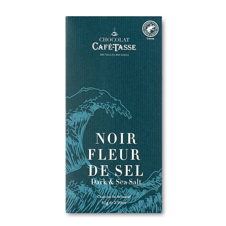 Café-Tasse - Wholesale Chocolate - Fleur de Sel dark chocolate bar1