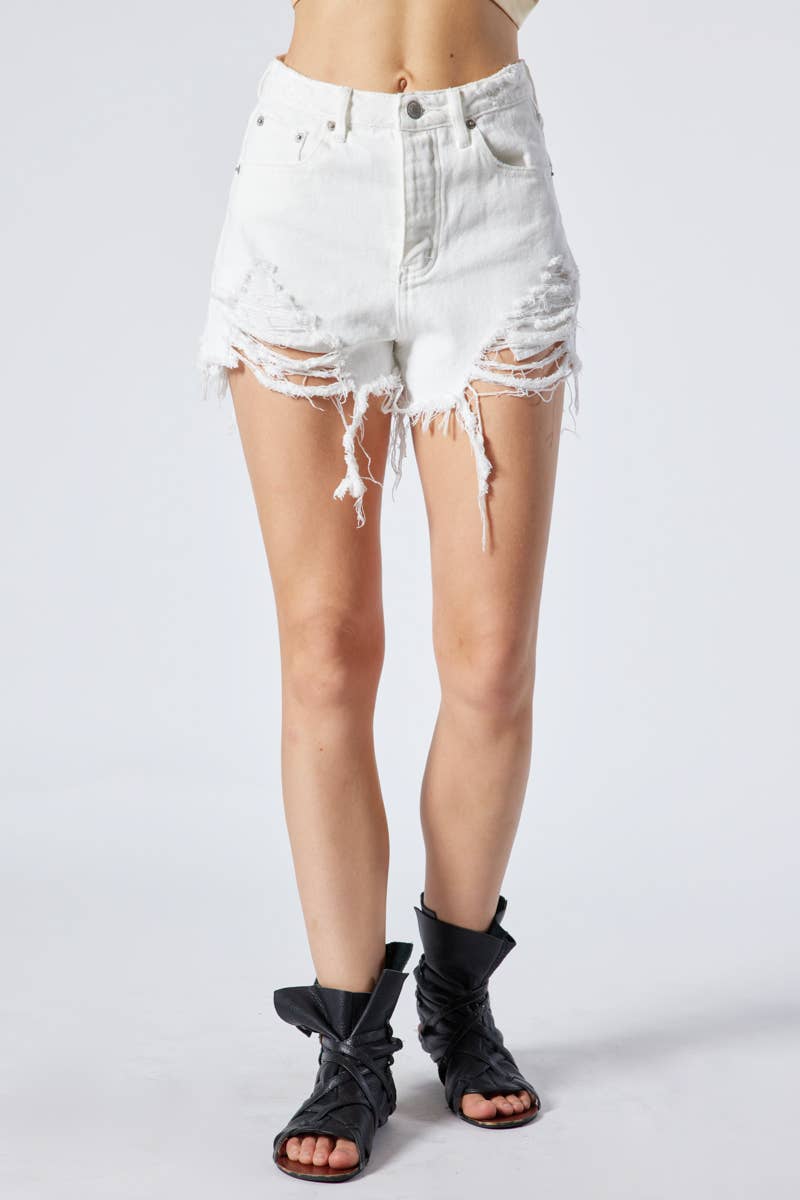 BLANC CASSÉ SHORT EN JEAN BLANC S80143W en vente sur Faire6