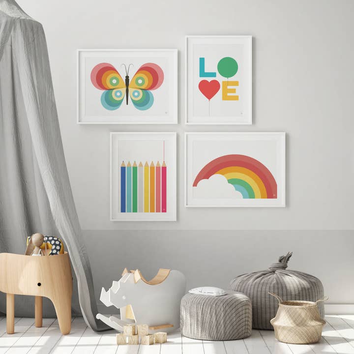 Showler and Showler - Wholesale Art Print - Rainbow Striped Butterfly Art Print1