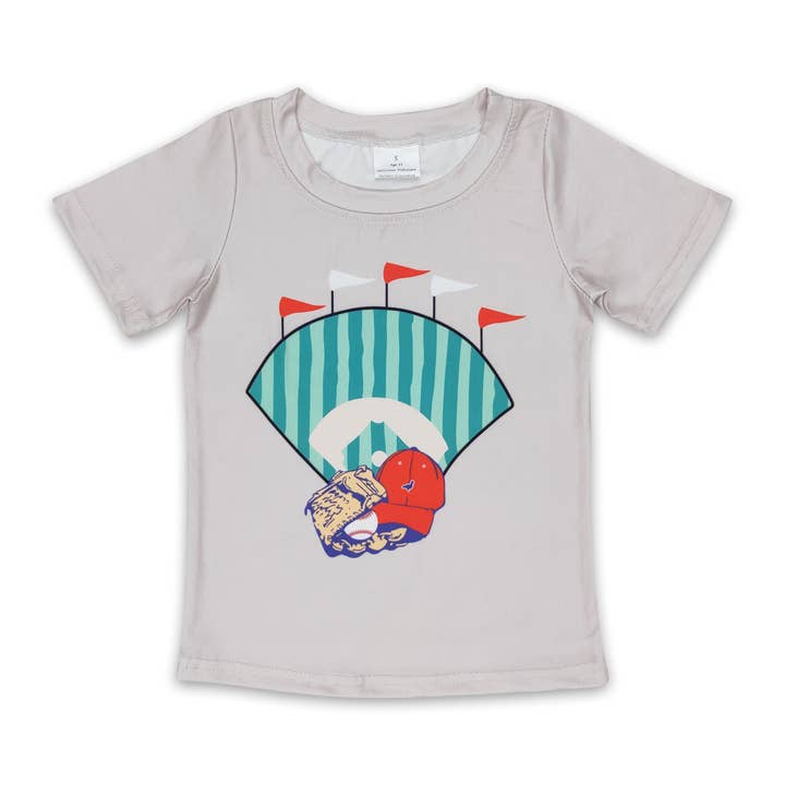 Short sleeves baseball flag kids boys shirt for wholesale by Yawoo Garments