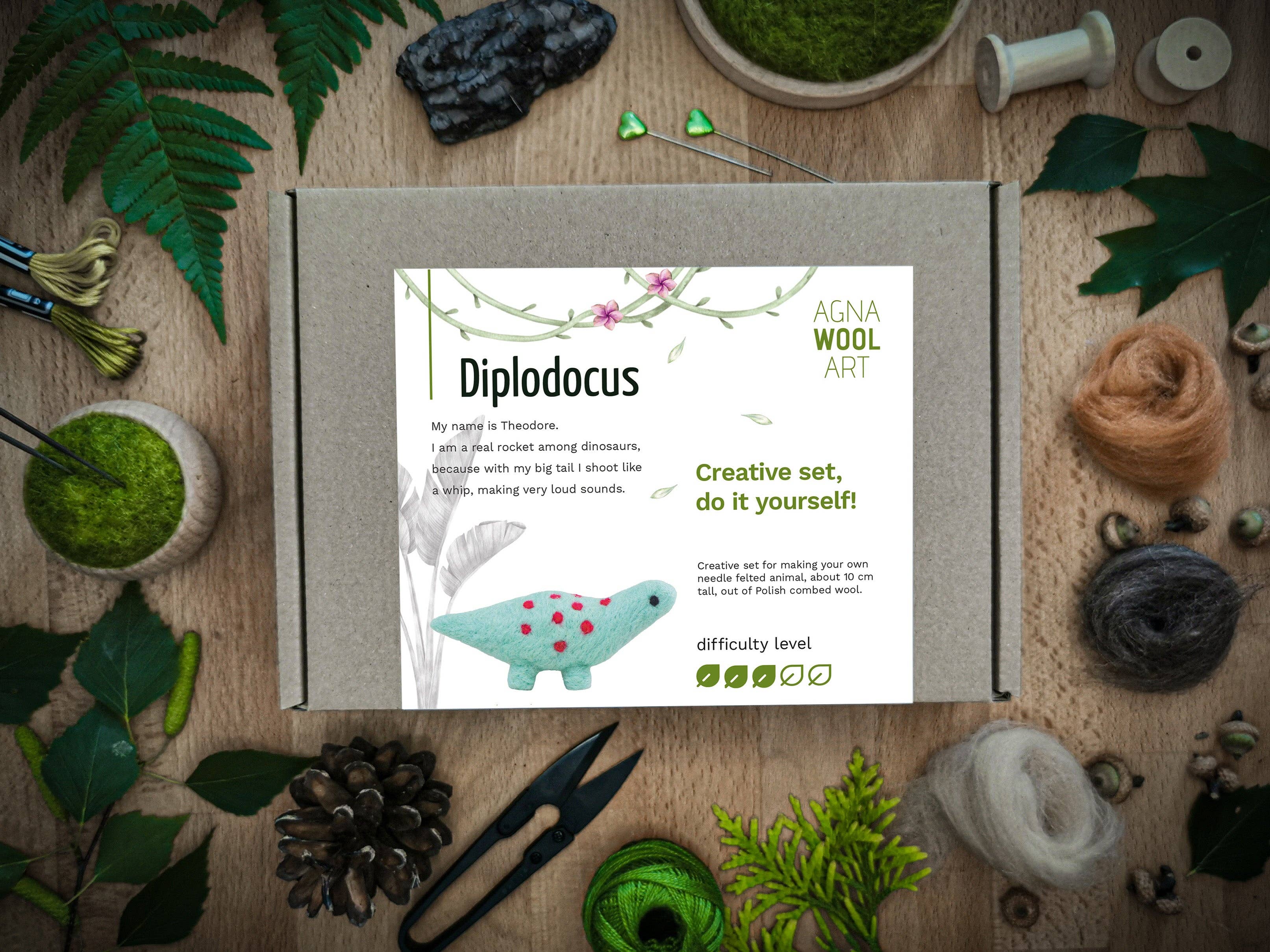 Benzie Design - Wholesale DIY Craft Kit - Diplodocus, Needle Felting Kit5