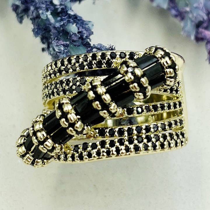 Black Design Zirconia Ring for wholesale by Cherie by Cherie