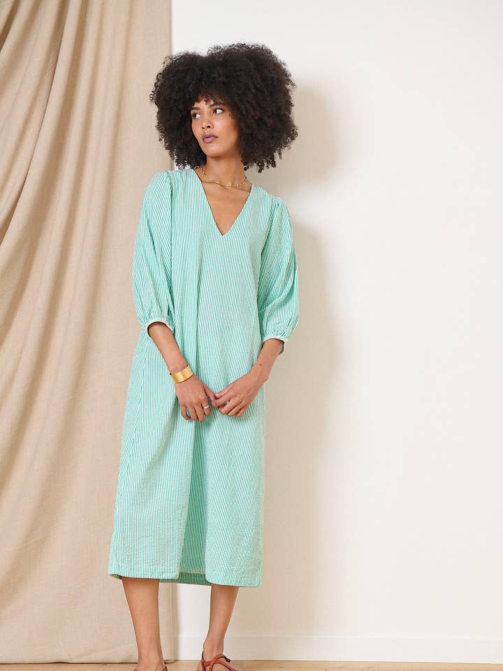 Midi dress with 3/4 sleeves - VALENTIN for wholesale by Garance Paris