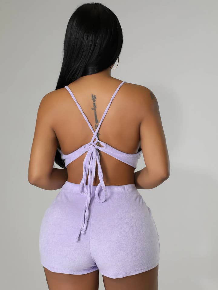 5besties inc - Wholesale Lounge Set - Women's - TERRY TOWEL BRALETTE AND MINI SHORTS SET12