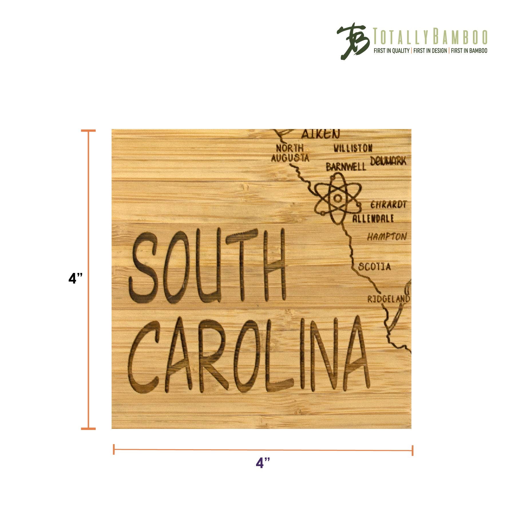 Totally Bamboo – wholesale Underlägg – South Carolina Puzzle 4-Pc. Glasunderlägg med fodral5