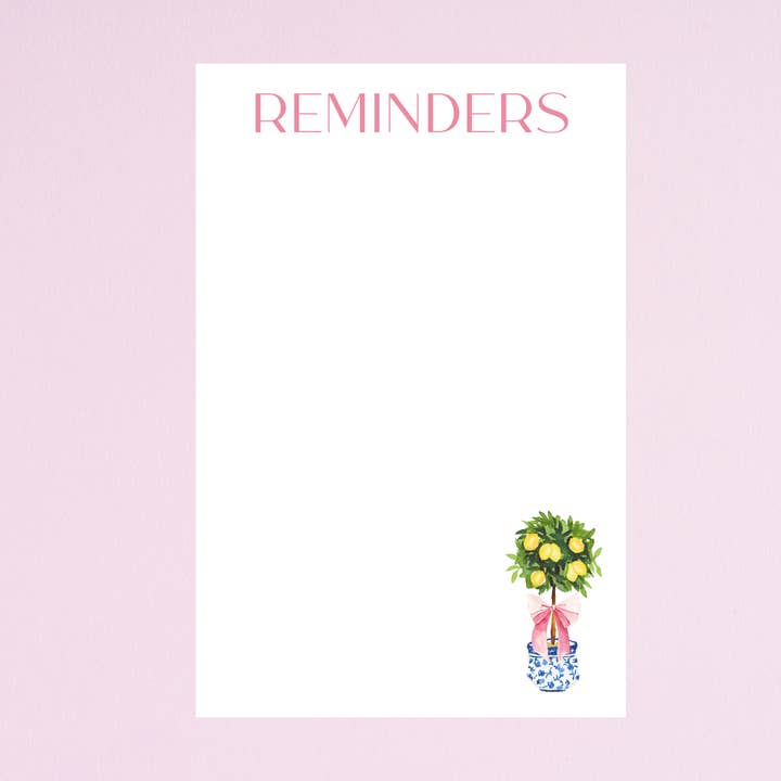Design Carolinas - Wholesale Notepad - Watercolor Lemon Topiary in Ginger Jar & Pink Bow Note Pad5