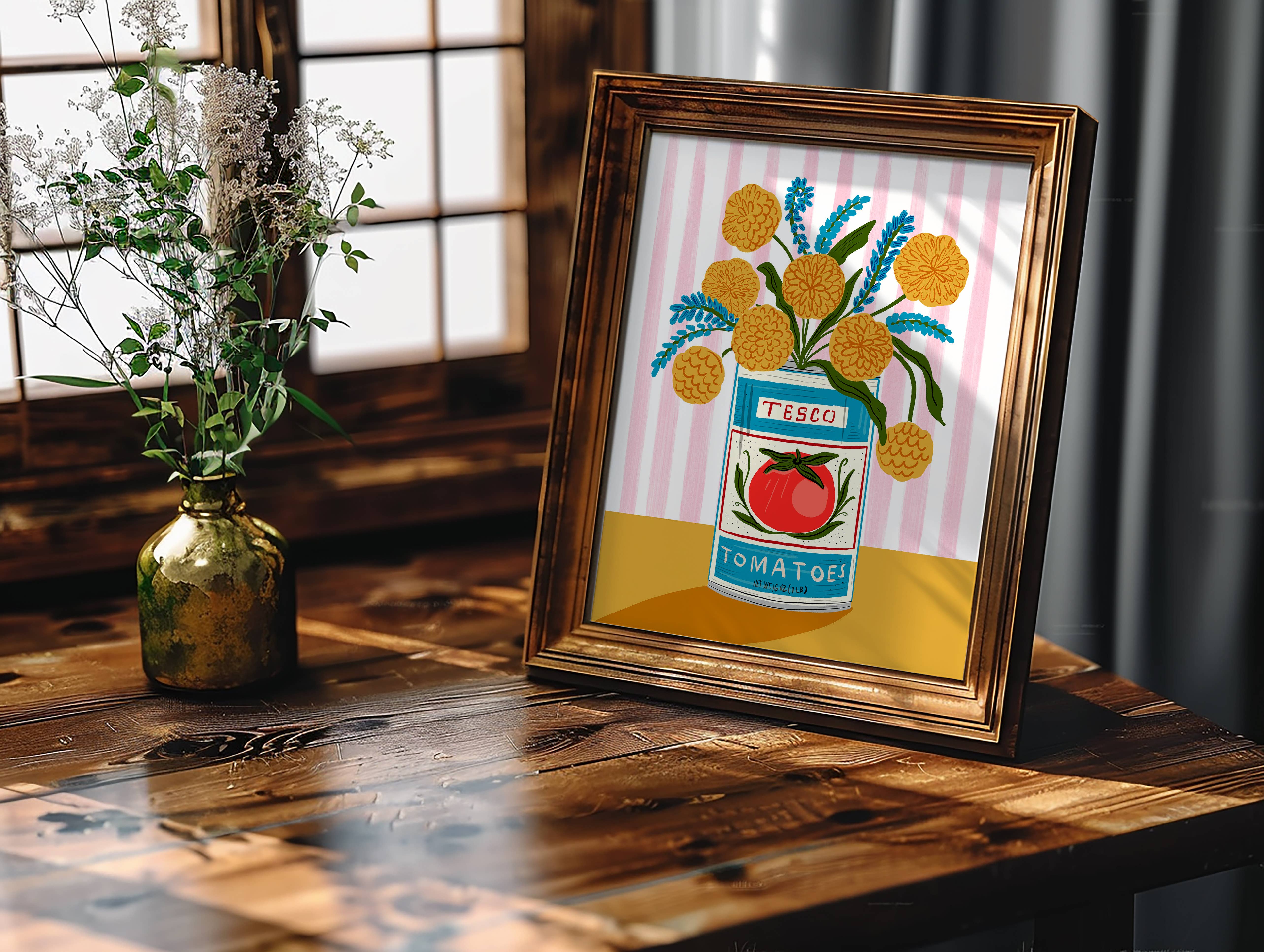 Tara Reed - Wholesale Art Print - "Floral Tomato Can with Stripes" - 8" x 10" Giclée Art Print2