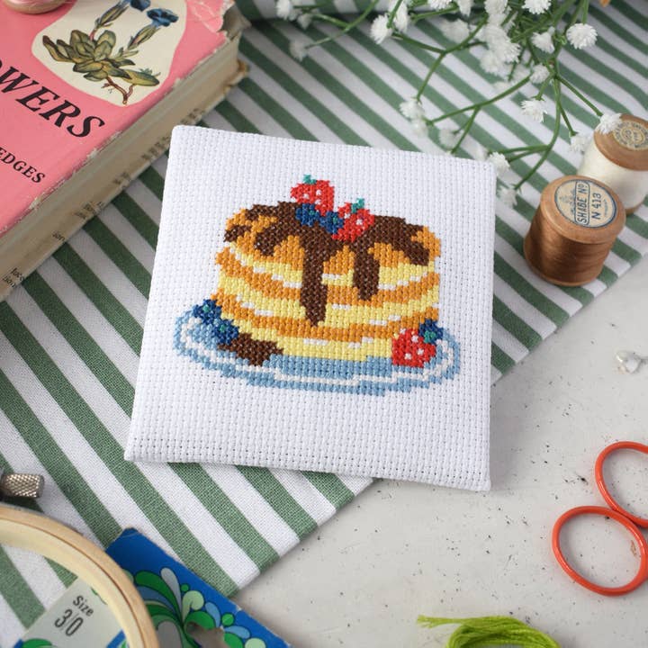 'Pancakes' Mini Cross Stitch Kit for wholesale by The Make Arcade