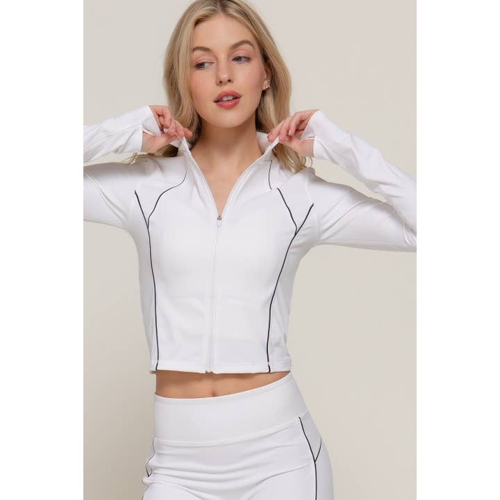 LANGE SLV PIPING ACTIVE WEAR JAS voor wholesale door Paperdoll