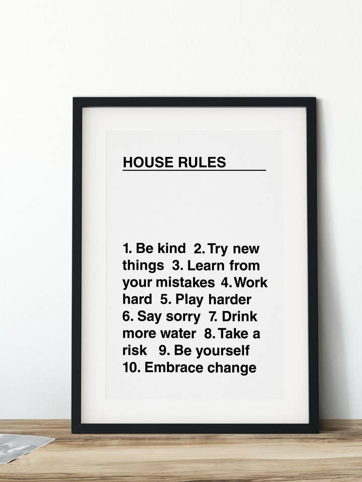 House Rules - Quote Art Print for wholesale by The Native State