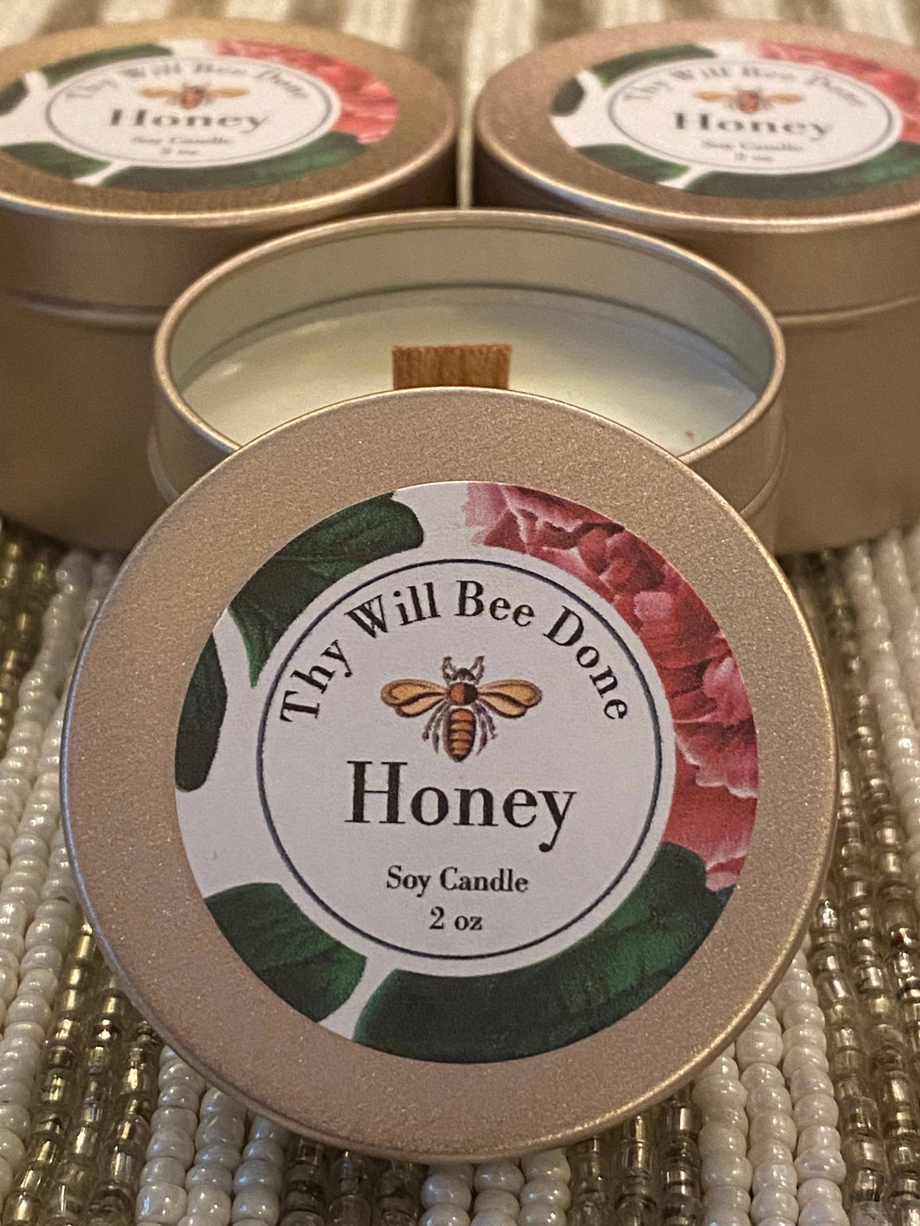 Thy Will Bee Done Apiary - Wholesale Travel Candles - Custom Honey Scented Soy Candles, 2oz Mini Your Logo Candles1