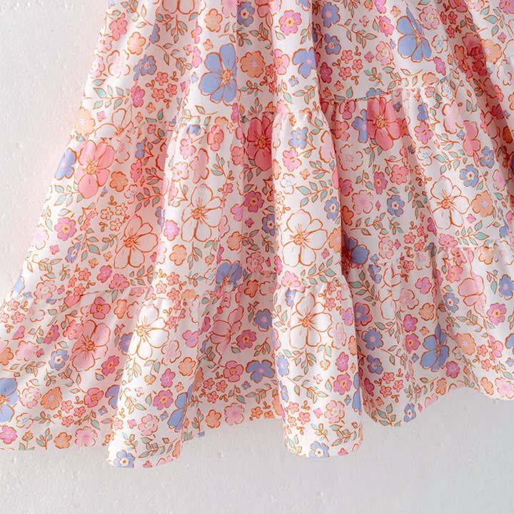 Auraquise - Wholesale Dress - Kids - Girls Summer Easter Floral Print Smocked Dress