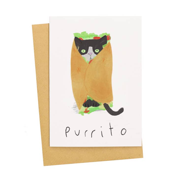 Purrito Card for wholesale by Jo Clark Design