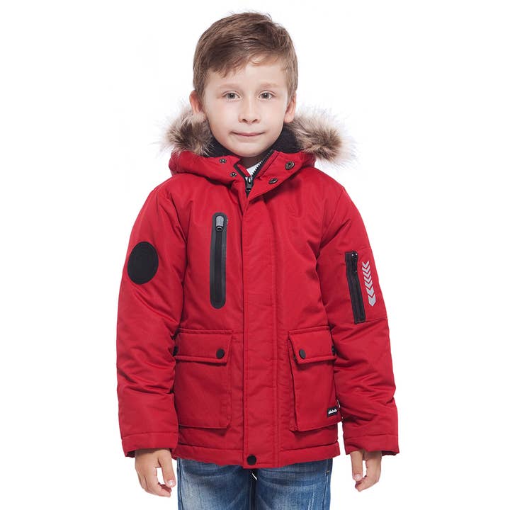 Rokka & Rolla - Wholesale Parka - Kids - Boys' Winter Coat with Faux Fur Hood Parka Jacket36