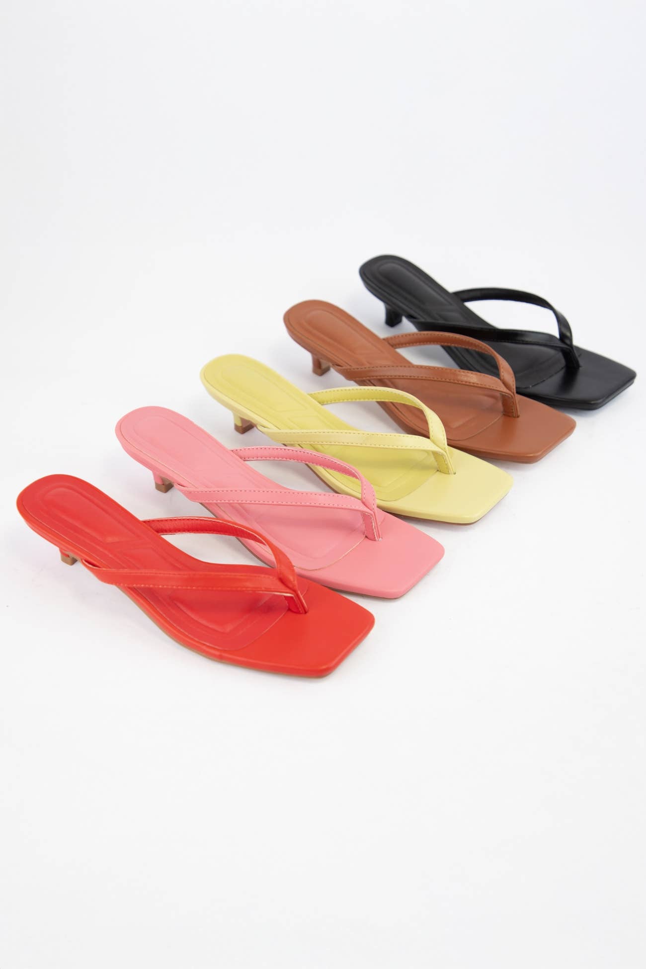 Oliccui - Wholesale Low Heels - Women's - SQUARE TOE THONG STRAP KITTEN HEELS5