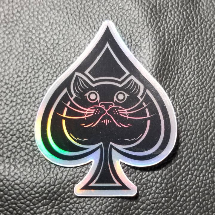*Autocollant : Ace Of Spayeds, vinyle holographique 3" pour la vente par Cat Champion