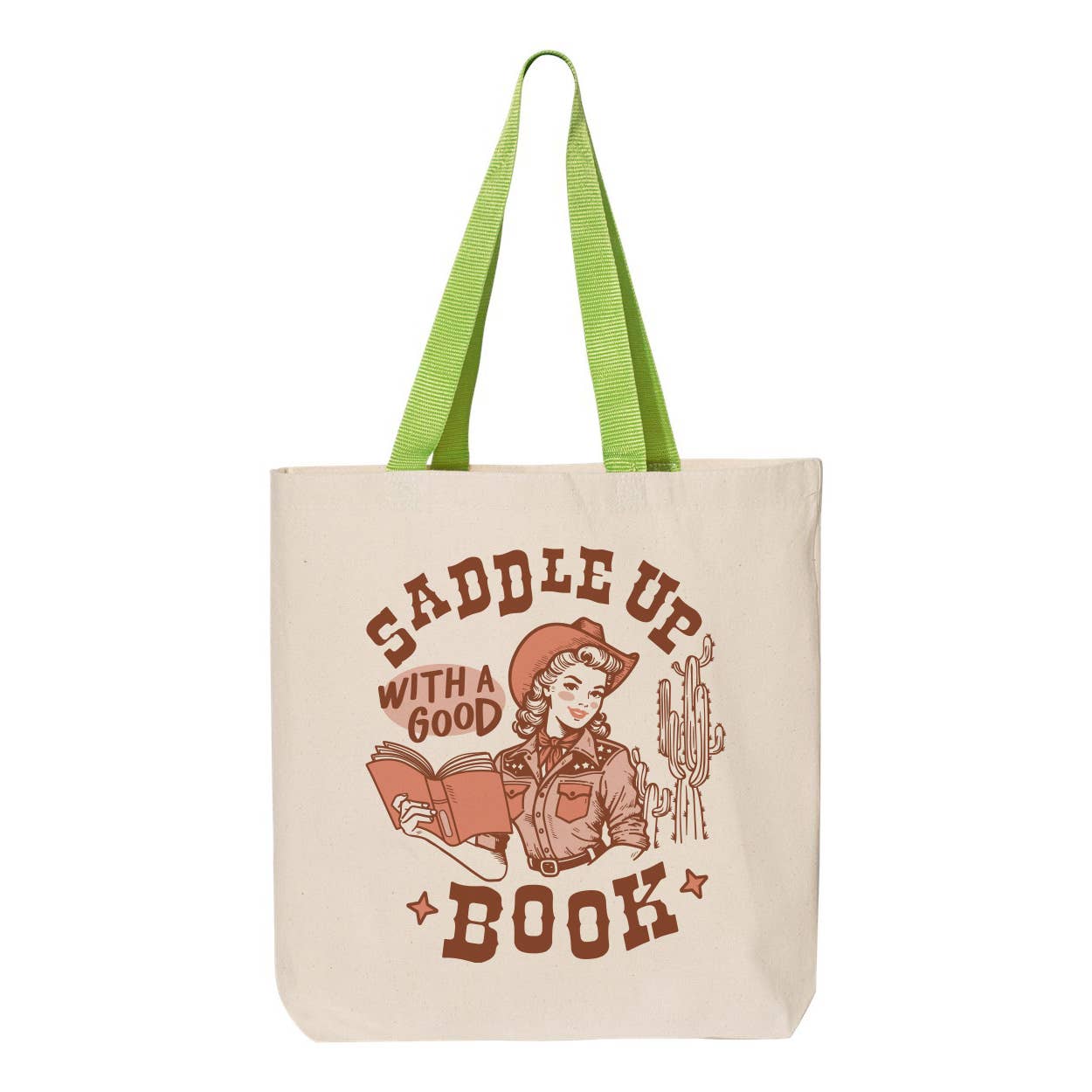 Lucky Luna Apparel - Venta al por mayor Bolsa de asa- Mujer - Bolso Tote con Asa de Color Contrastante Saddle Up With A Good Book3