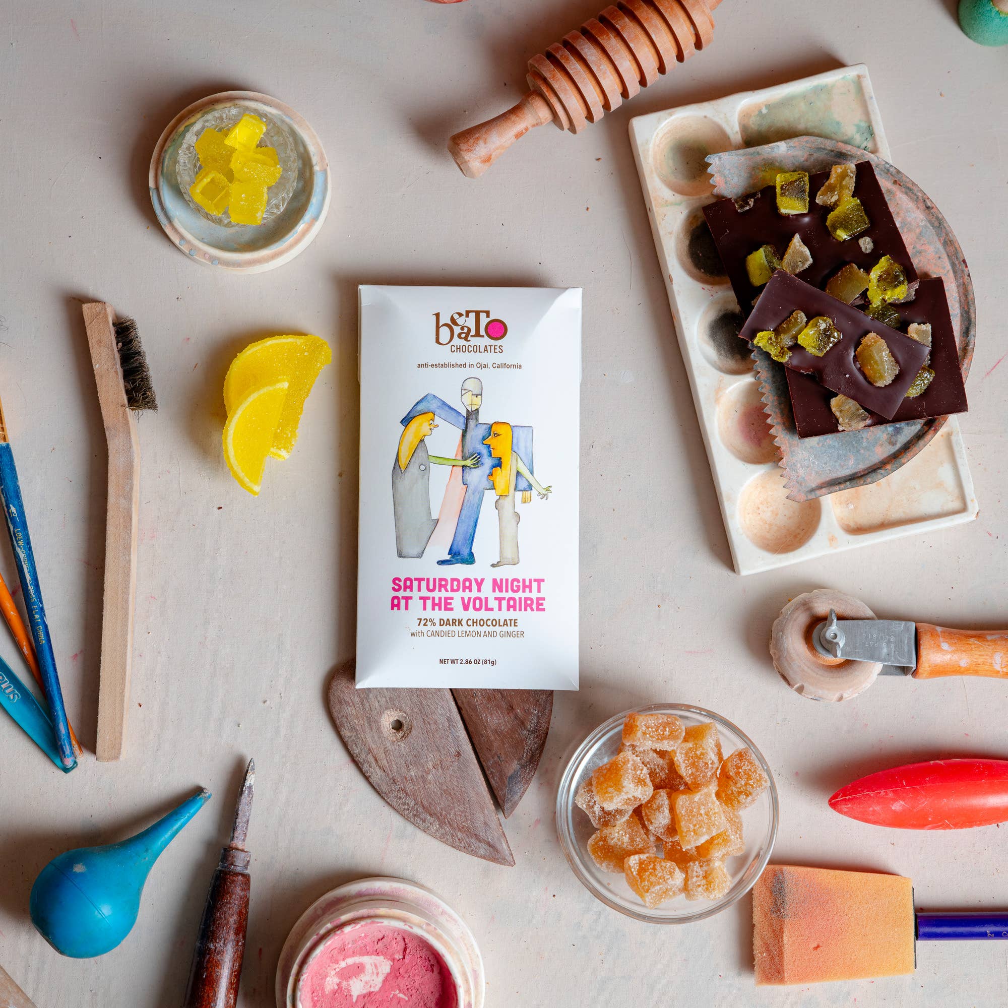 Beato Chocolates - Wholesale Chocolate Bar - Saturday Night at the Voltaire Chocolate Bar (75g/2.64oz)1