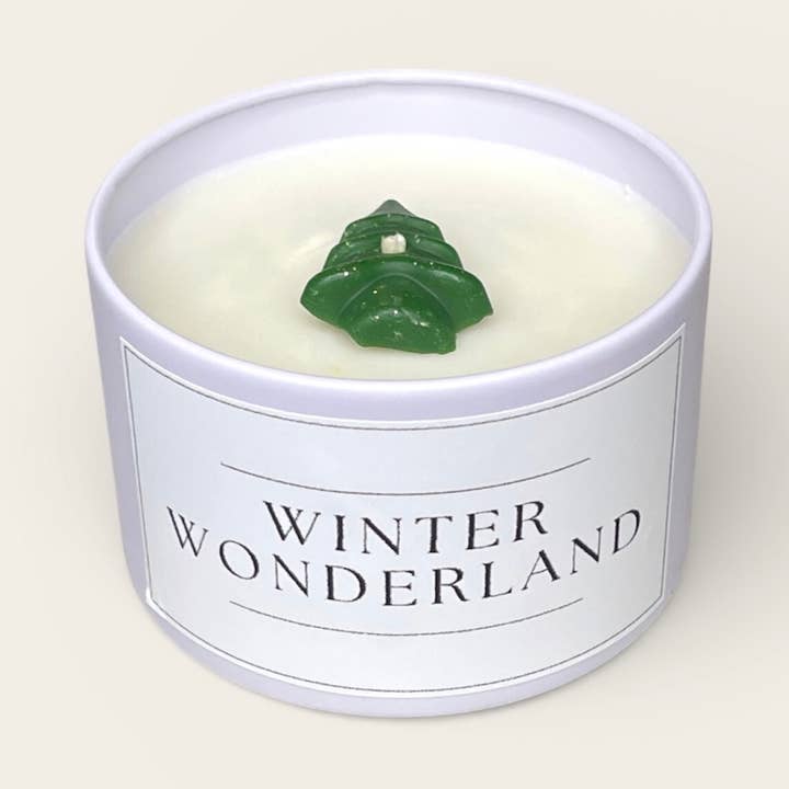 Soy Candle - Winter Wonderland 4oz Matte White Jar Candle for wholesale by LostLove Art Co.