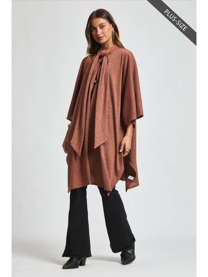 Dear Scarlett - Wholesale Poncho - Women's - PLUS SIZE Flowy Draped Poncho Top14