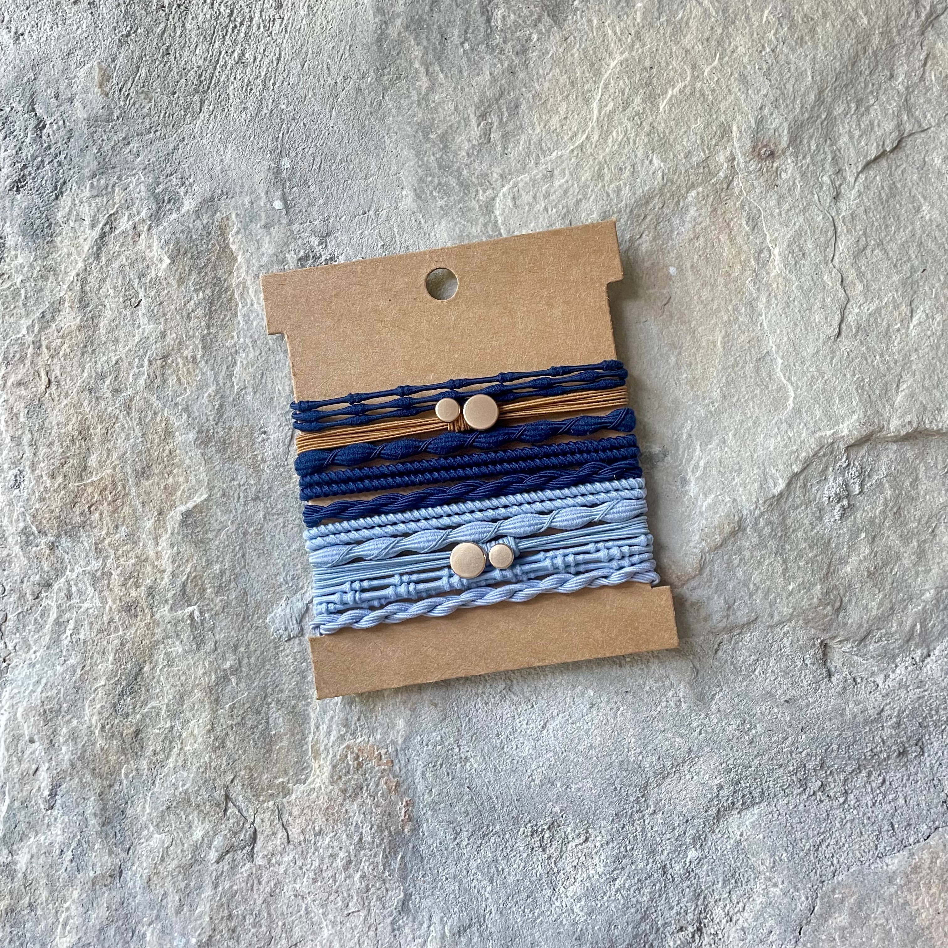 eastern ave studio - Wholesale Hair Tie - Boho Hair Ties on Kraft Card | Navy Blue1