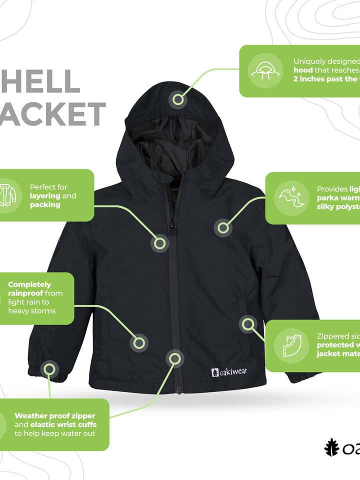 Oaki – wholesale Raincoat – Unisex – Adult Waterproof Shell Jacket, Black1