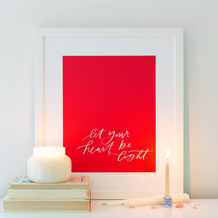 Let Your Heart be Light | Charcoal | Art Print for wholesale by Lindsay Letters
