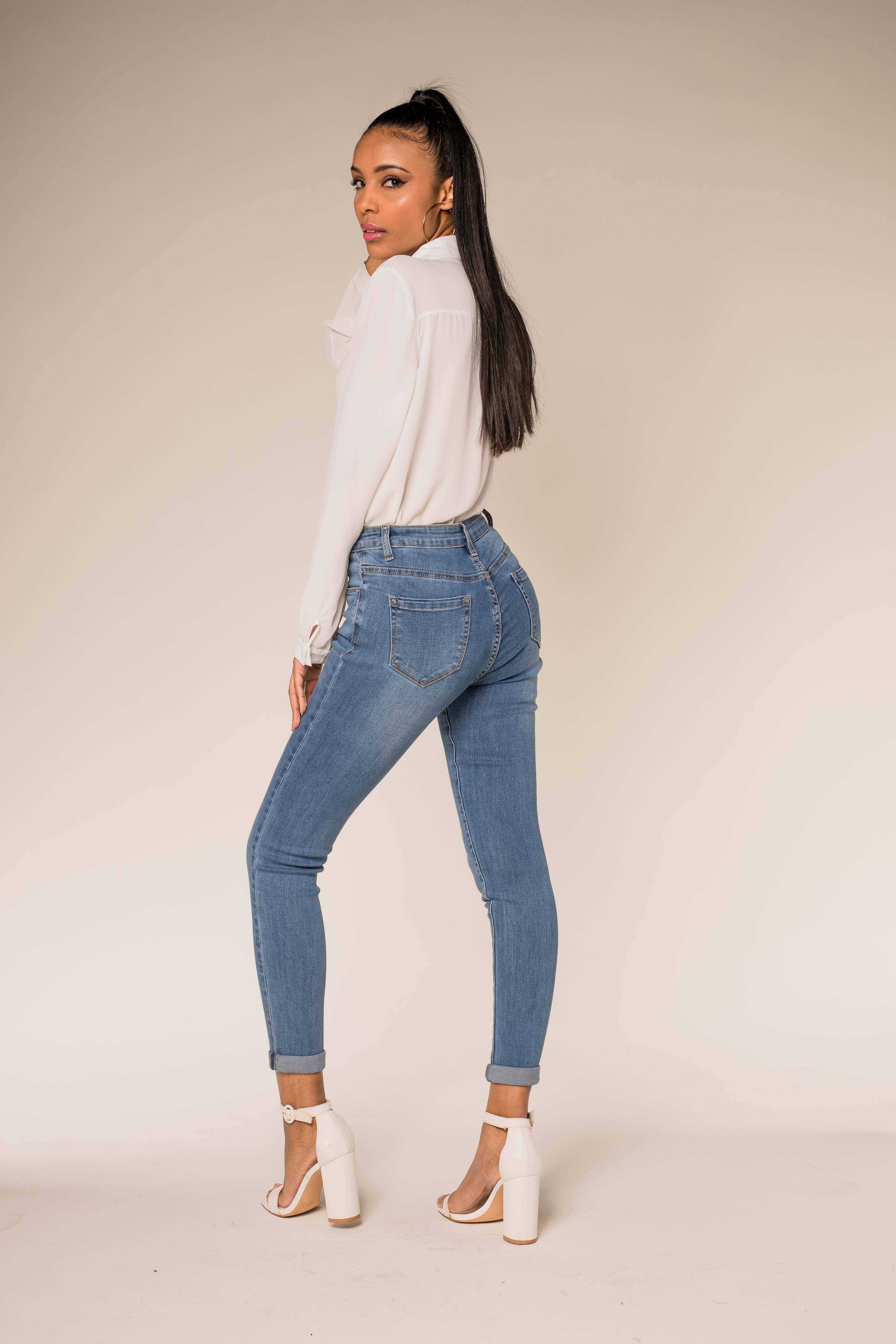 Nina Carter – Engroshandel Jeans - Dame – P078 stretch skinny bukser med høj talje27