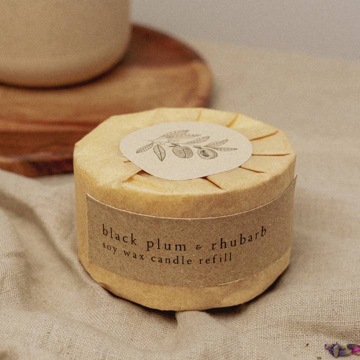 Bobella Co. - Wholesale Jar/Filled Candle - Black Plum & Rhubarb Candle Refill