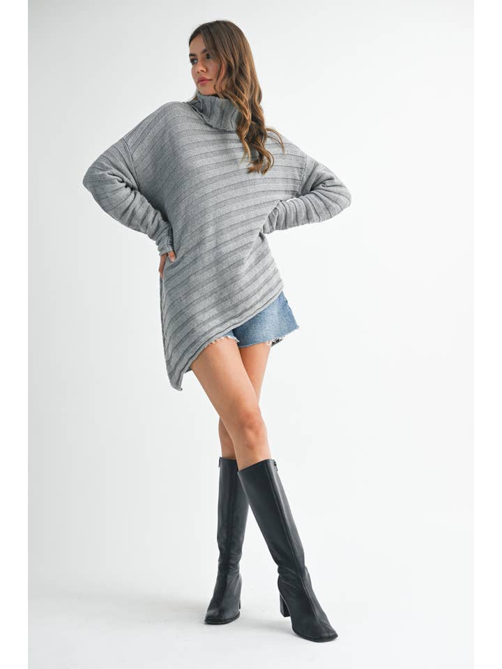 AEMI + CO - Wholesale Knit Sweater - Women's - 3272FK Halee Asymmetrical Turtle Neck Sweater 530