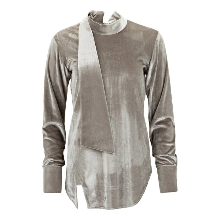 Haut en velours argenté pour la vente par Boutique Kaotique